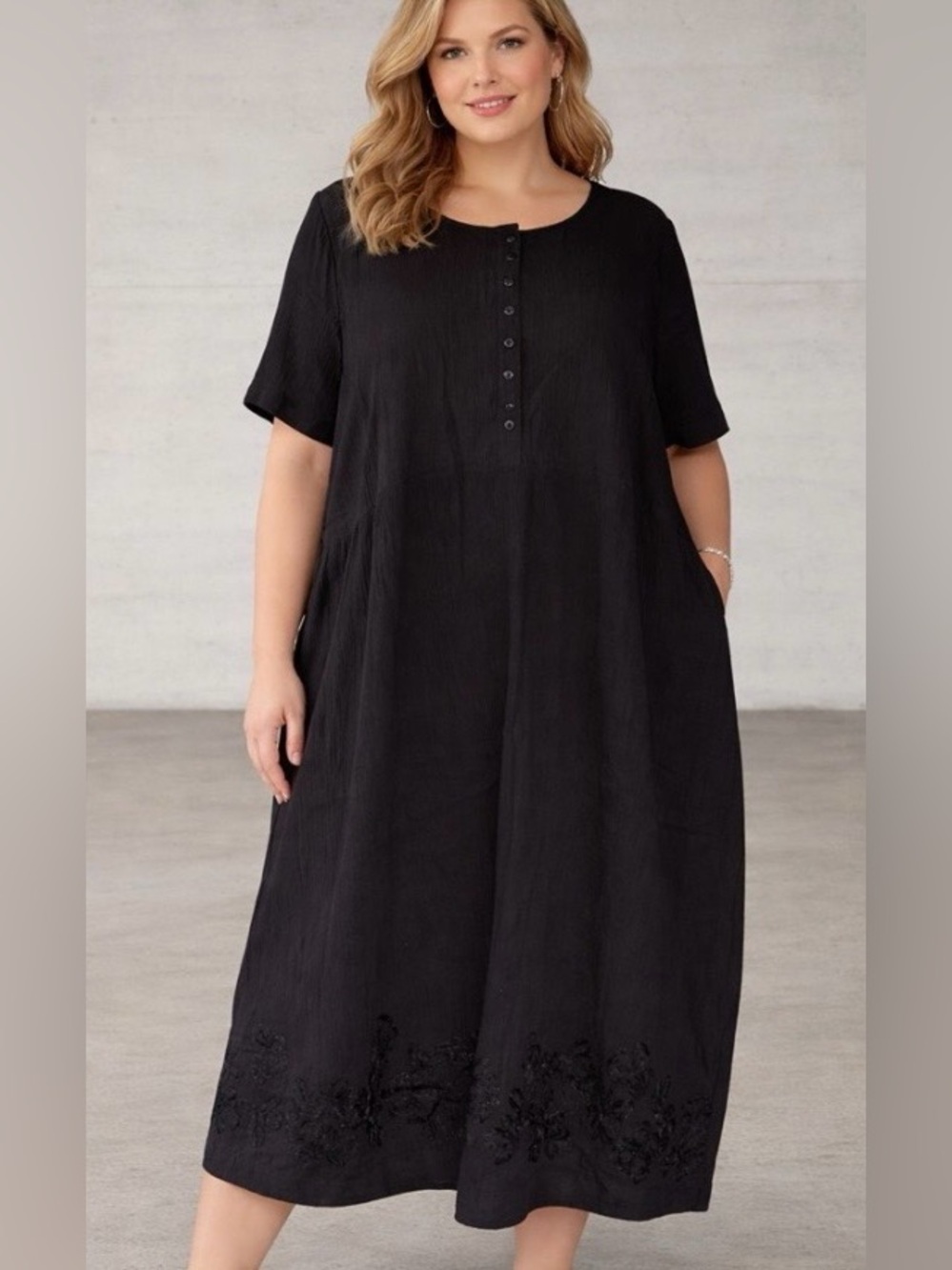 NEW!Woman Within Elegant Black Button-Down Pocket Dress Size 4X
